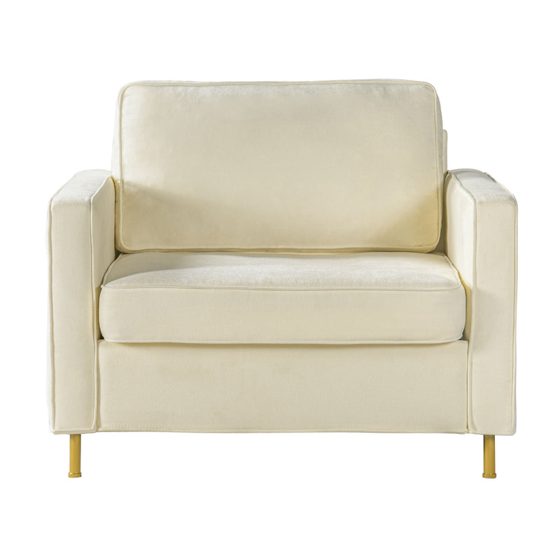 Accent Chair Upholstered Single Sofa With Square Arms, Sewn Pillow Back For Living Room