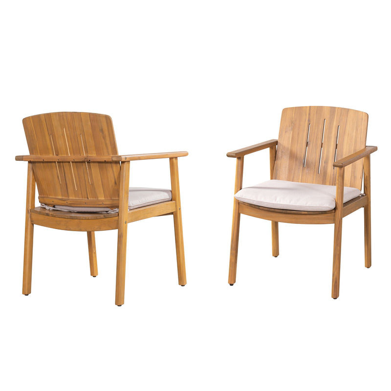 Outdoor Dining Chairs (Set of 2) - Beige / Teak