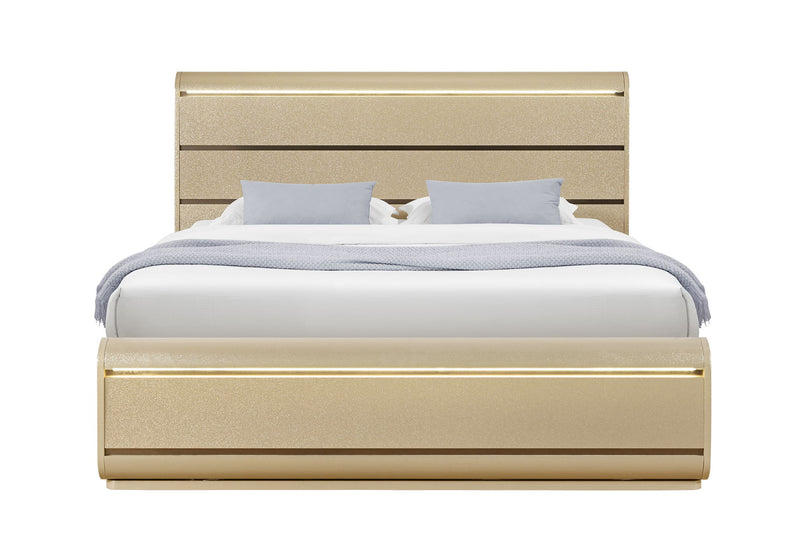 Genesis - King Bed With LED - Gold
