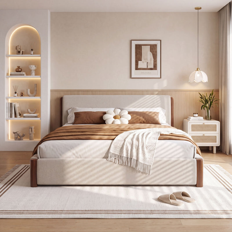 Modern Upholstered Platform Bed Frame With Accents