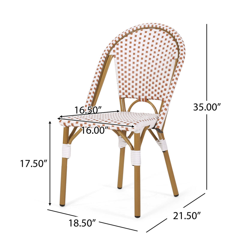 Outdoor Rattan And Aluminum French Bistro Chairs Set
