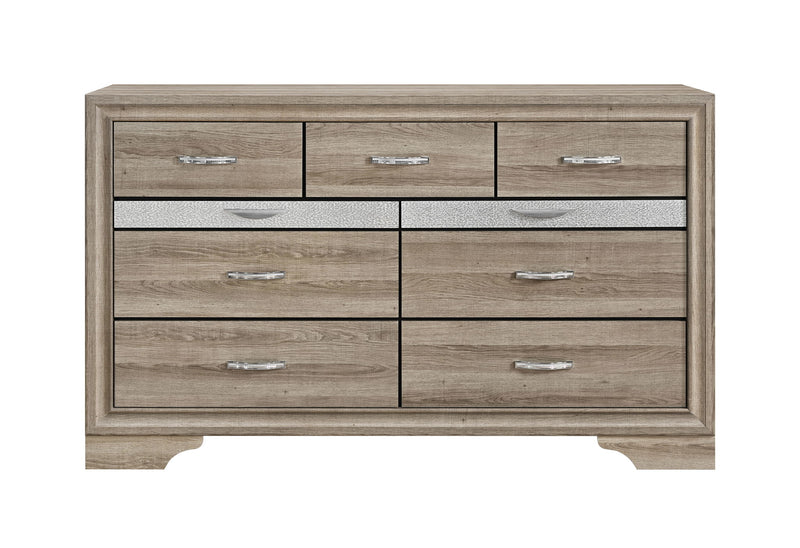 Seville - 5 Piece Full Bedroom Set (Bed, Dresser & Mirror, Nightstand, Chest) - Brown / Natural