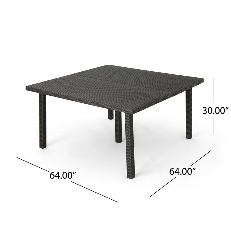 Outdoor Square Rattan Wicker Dining Table - Gray