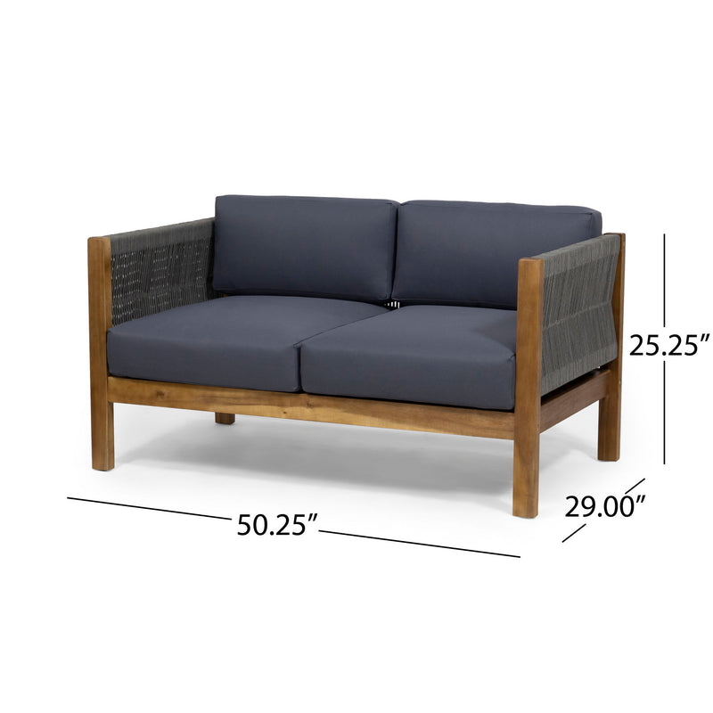 Charlotte - Outdoor And Rope 4 Seater Chat Set With Cushions - Teak
