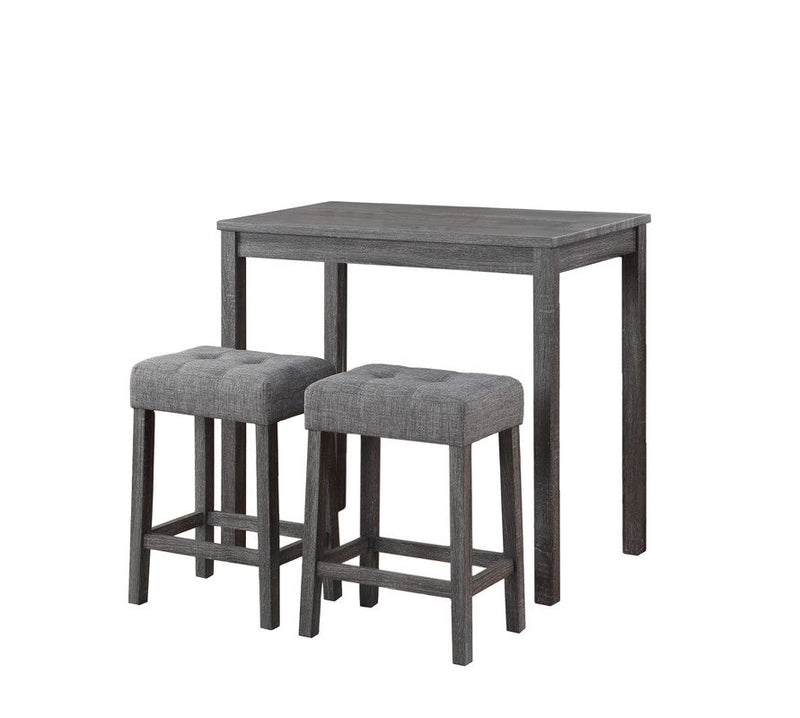 Lux - 3 Piece Counter Height Pub Table With Tufted Stools (Set of 3)