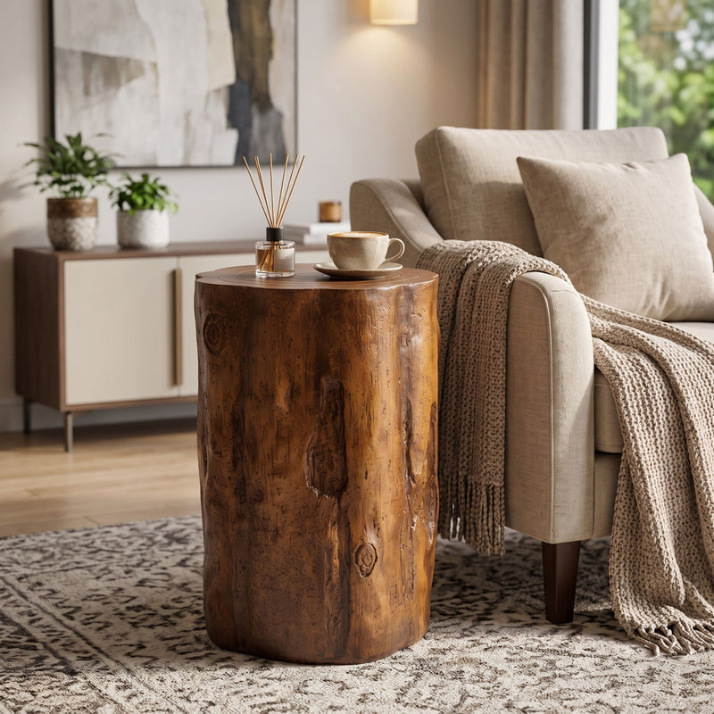 Rustic Tree Stump Side Table