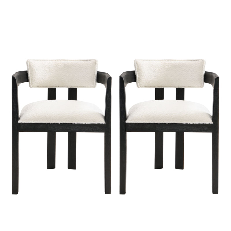 Modern Boucle Fabric Dining Chair With Armrest