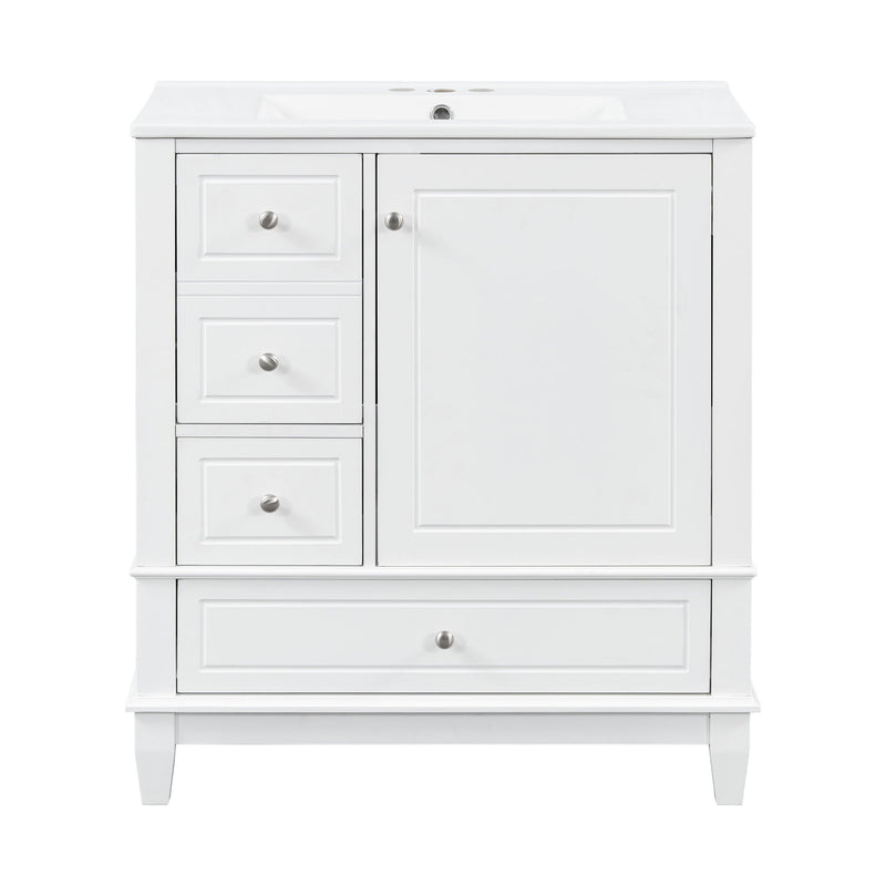 Freestanding Bathroom Vanity With Sink, Soft Close Door, 3 Drawers