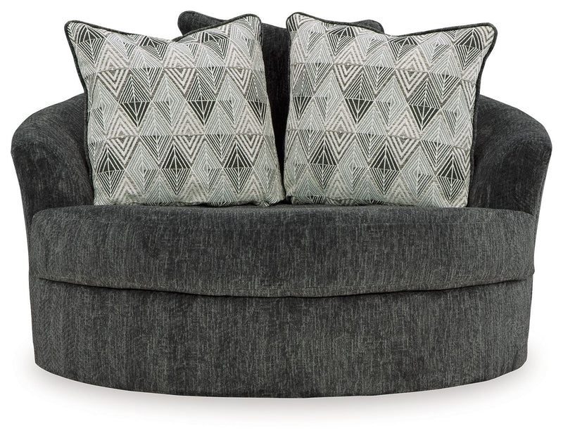 Biddeford - Oversized Swivel Accent Chair - Shadow