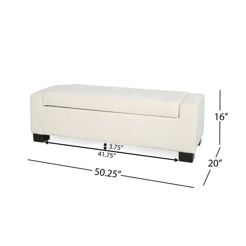 Textured Fabric Ottoman Bench With Hinged Lid
