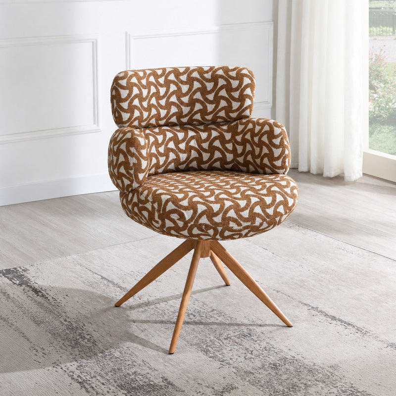 Lrna - Side Chair With Swivel - Brown / Natural
