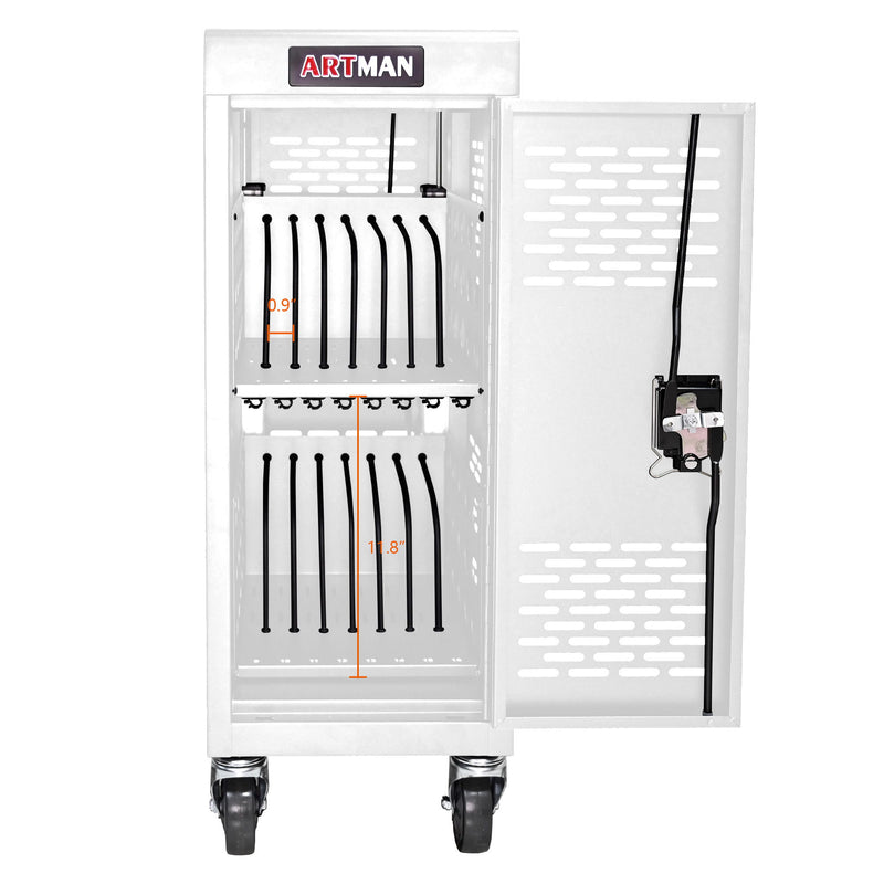 16 Bay Mobile School Charging Cart Station For book, Tablet And Laptop Computer With Power Strip Included