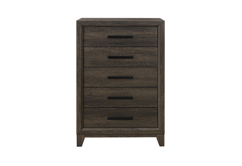 Harmony - 5 Piece Twin Bedroom Set (Bed, Dresser & Mirror, Nightstand, Chest) - Dark Brown