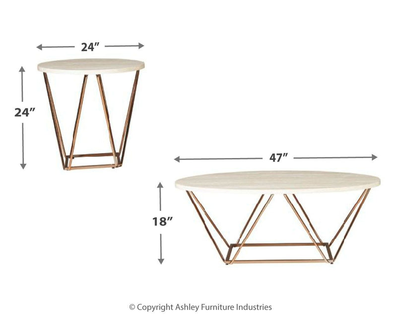 Tarica - Occasional Table Set (Set of 3) - White / Metallic