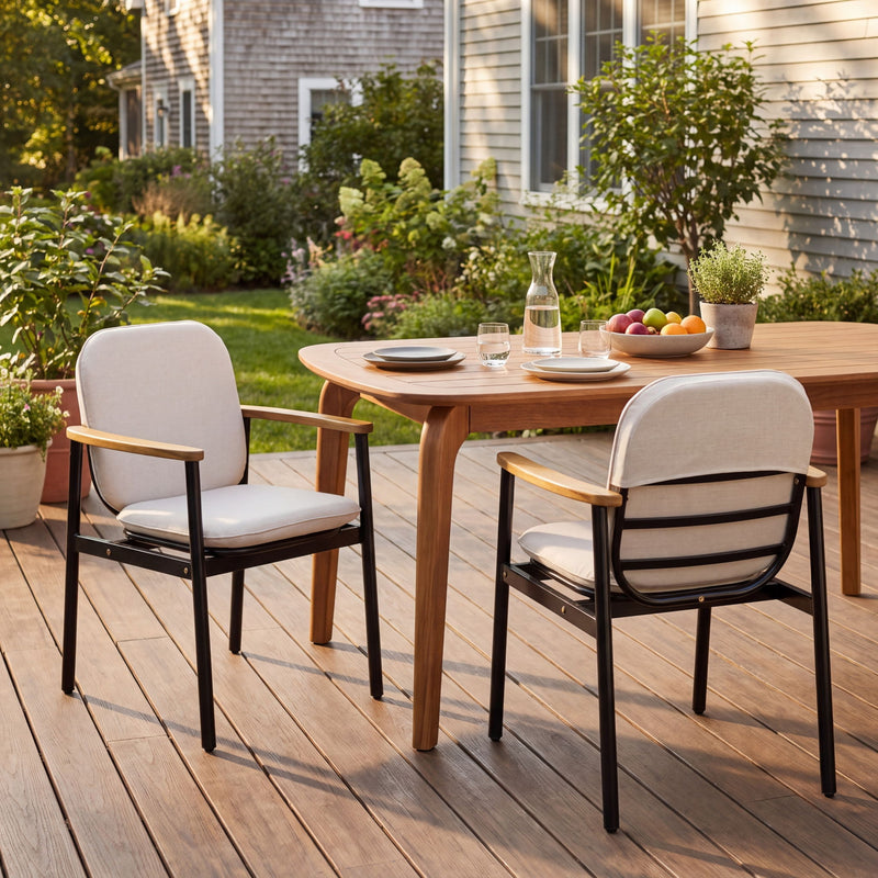 Outdoor Dining Chair - Beige / Black / Teak