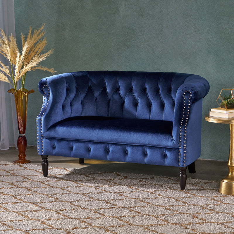 Antique Chesterfield Style Loveseat With Button Tufting