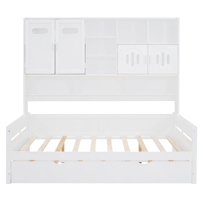 Daybed With All-In-One Cabinet And Shelf
