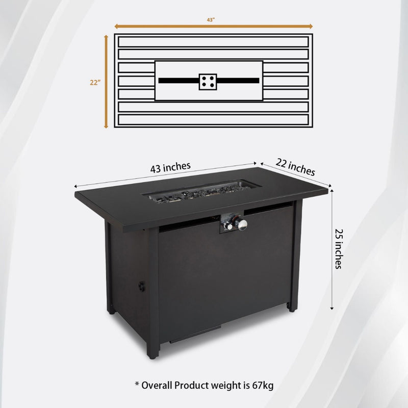 Outdoor Fire Pit Table With Lid - Black - Steel