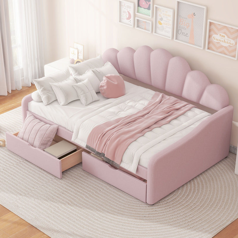 Upholstery Daybed Frame With Shell Shaped Backrest