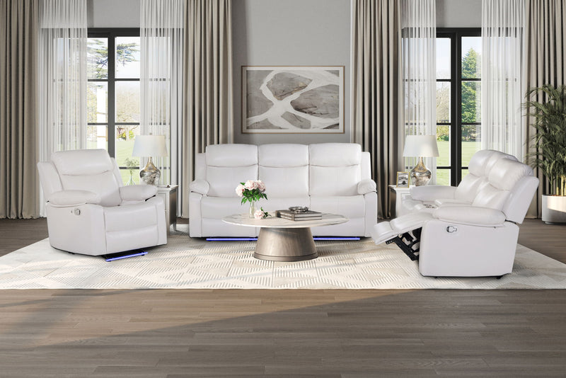 U6026 - Console Reclining Loveseat With LED And Speaker - White