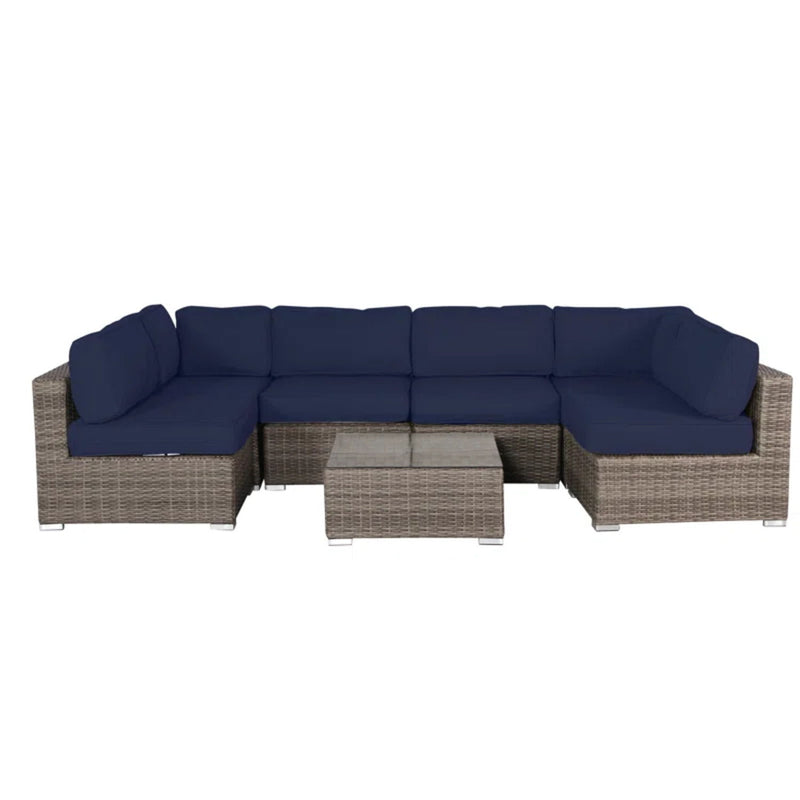 Seating Set With Cushions Handcrafted Wicker Design