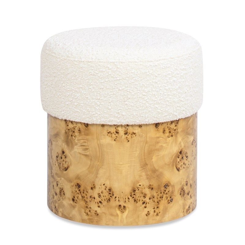Nebula - Round Upholstered Ottoman - White