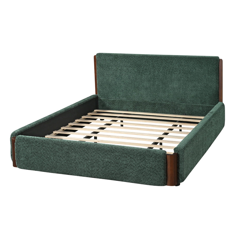 Modern Upholstered Platform Bed Frame With Accents