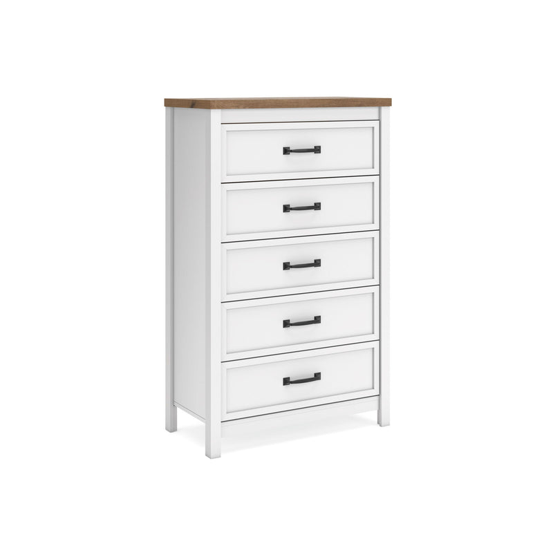 Kerisden - Five Drawer Chest - White / Brown