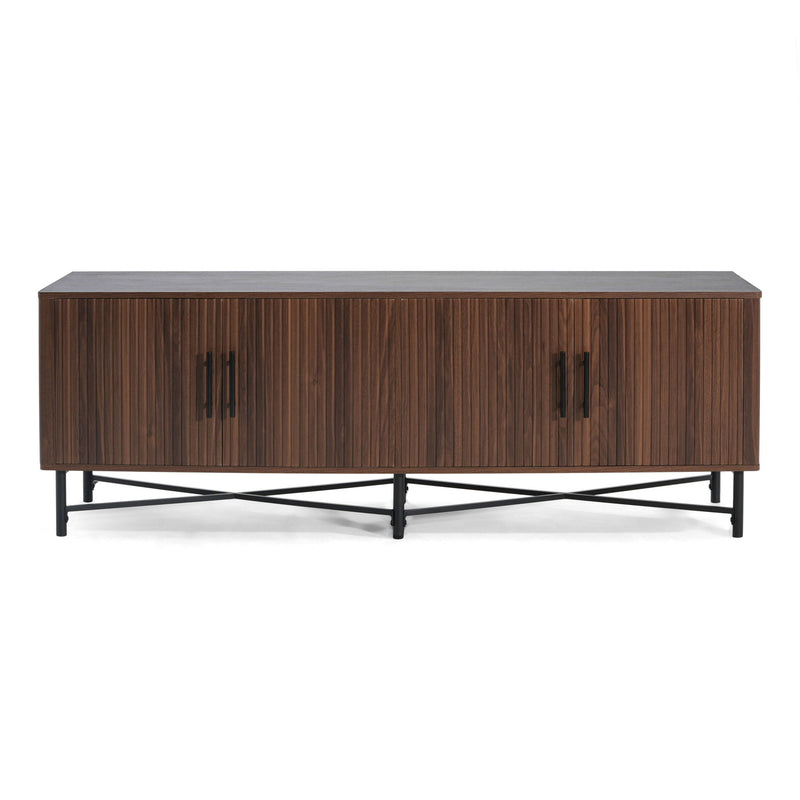 4 Door TV Cabinet, 2 Storage Spaces, Adjustable Shelves