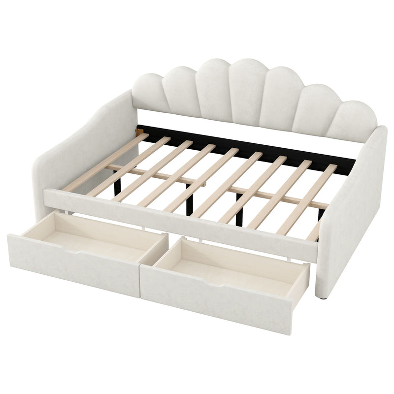 Upholstery Daybed Frame With Shell Shaped Backrest