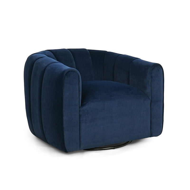 Serenizia - Upholstered Swivel Chair With Channel Tufted