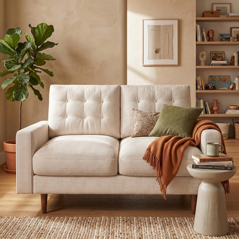 Loveseat Sofa, Tufted Back Upholstered 2 Seat Couch