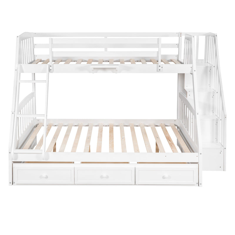 Bunk Bed With Drawers, Ladder And Storage Staircase