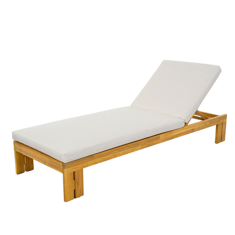 Outdoor Chaise Lounge With 5 Position Adjustable Backrest