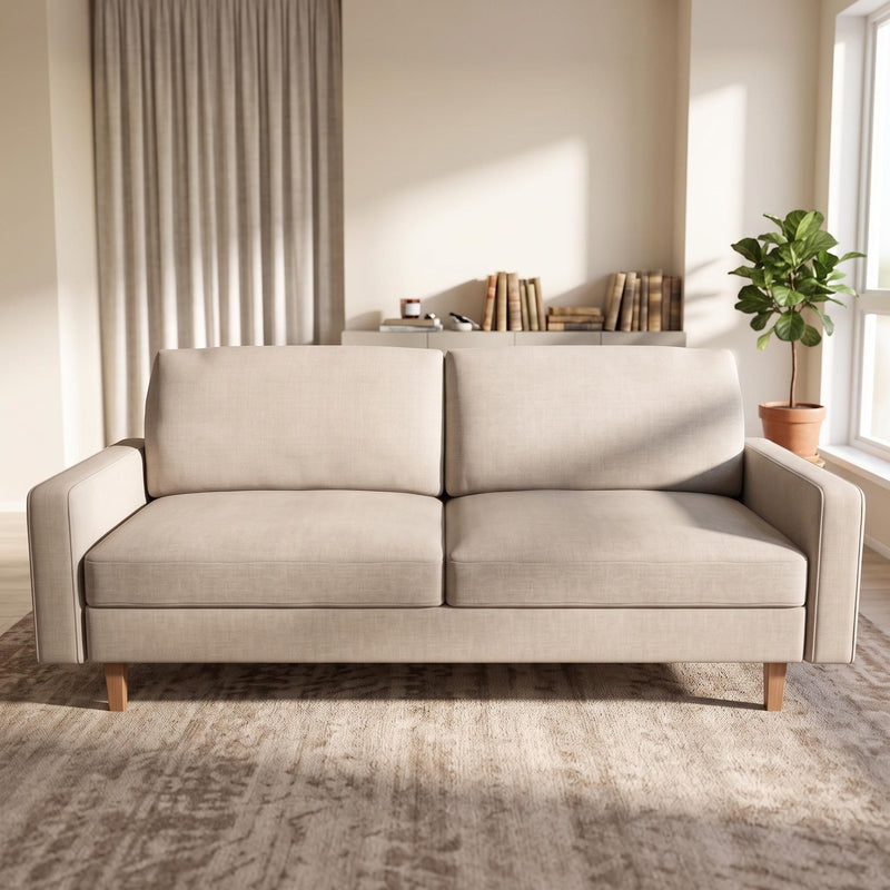 Couch, 3 Seat Sofa With Removable Cushion - Beige