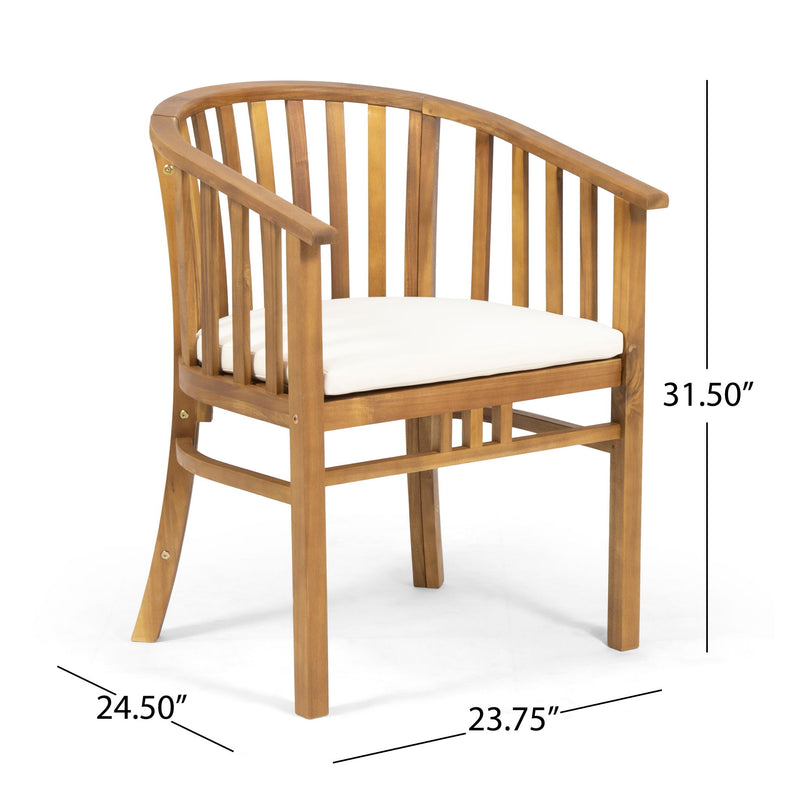Outdoor Wooden Dining Chairs With Cushions (Set of 2)