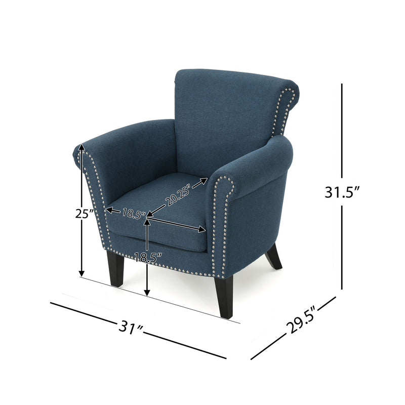 Elegant Club Chair With Nailhead Trim And Birch Wood Legs