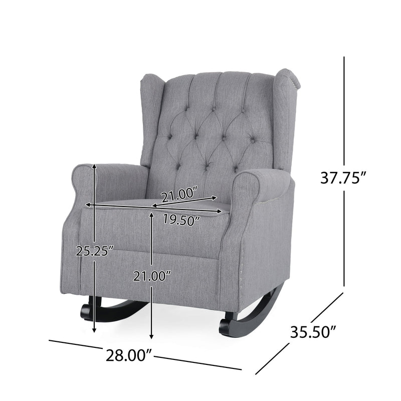 Sheila - Contemporary Fabric Tufted Wingback Rocking Chair